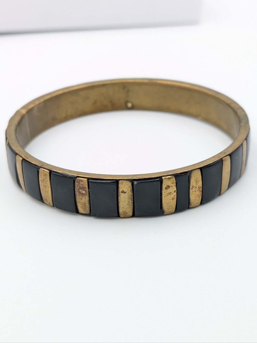 Vintage bracelet black inlay bangle bracelet